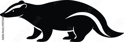 Honey badger fearless mammal known for aggression silhouette vector 