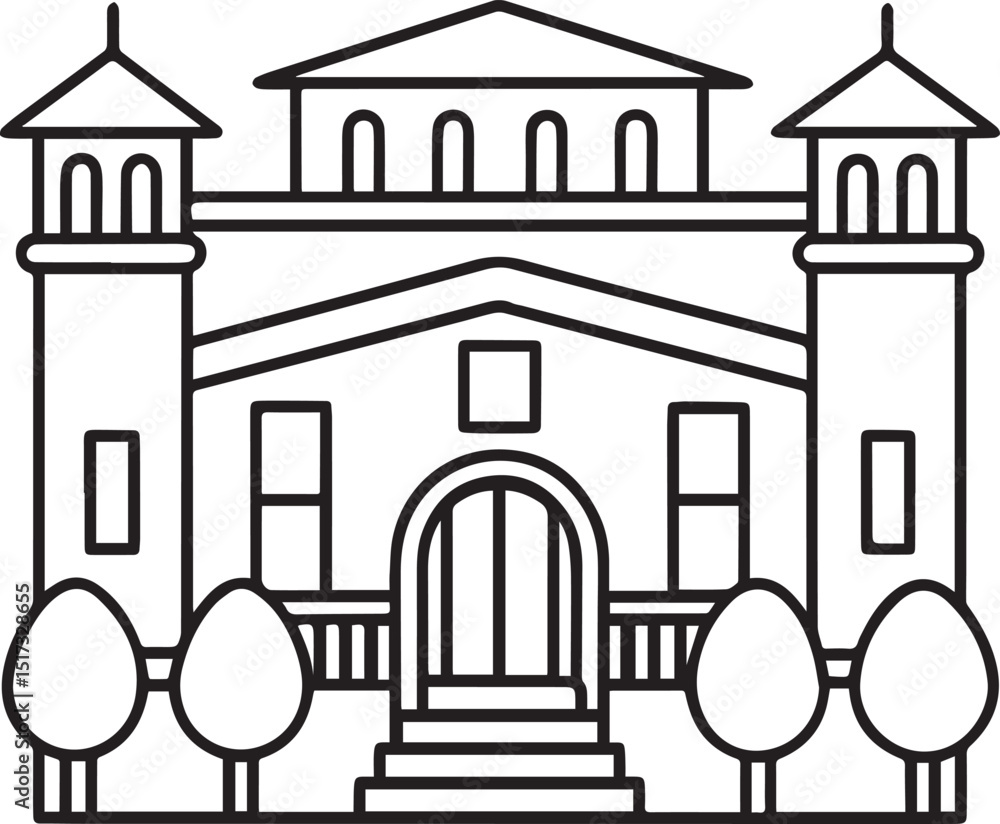 Fototapeta premium villa outline vector illustration, line art