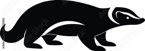 Honey badger fearless mammal known for aggression silhouette vector 