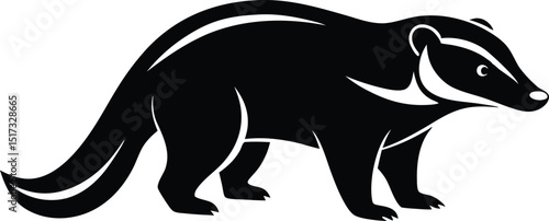 Honey badger fearless mammal known for aggression silhouette vector 