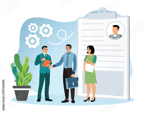 Headhunting looks at the list of job applicants.
