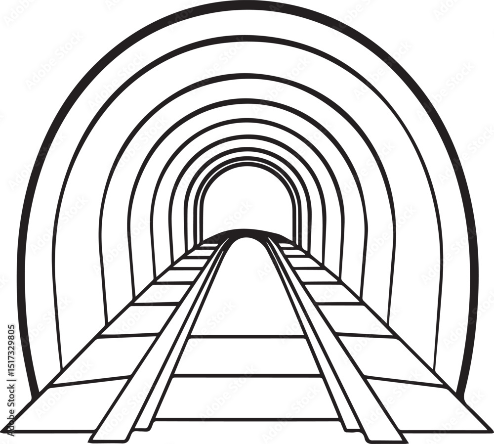 Obraz premium tunnel outline vector illustration, line art