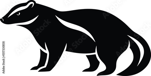 Honey badger fearless mammal known for aggression silhouette vector 