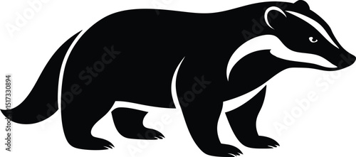 Honey badger fearless mammal known for aggression silhouette vector 