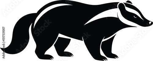 Honey badger fearless mammal known for aggression silhouette vector 