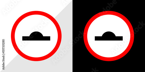 Speed Bump Ahead Traffic Sign Icon Illustration