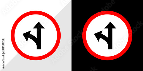 Free Download Keep Left or Straight Ahead Road Sign Illustration - GFXLoad