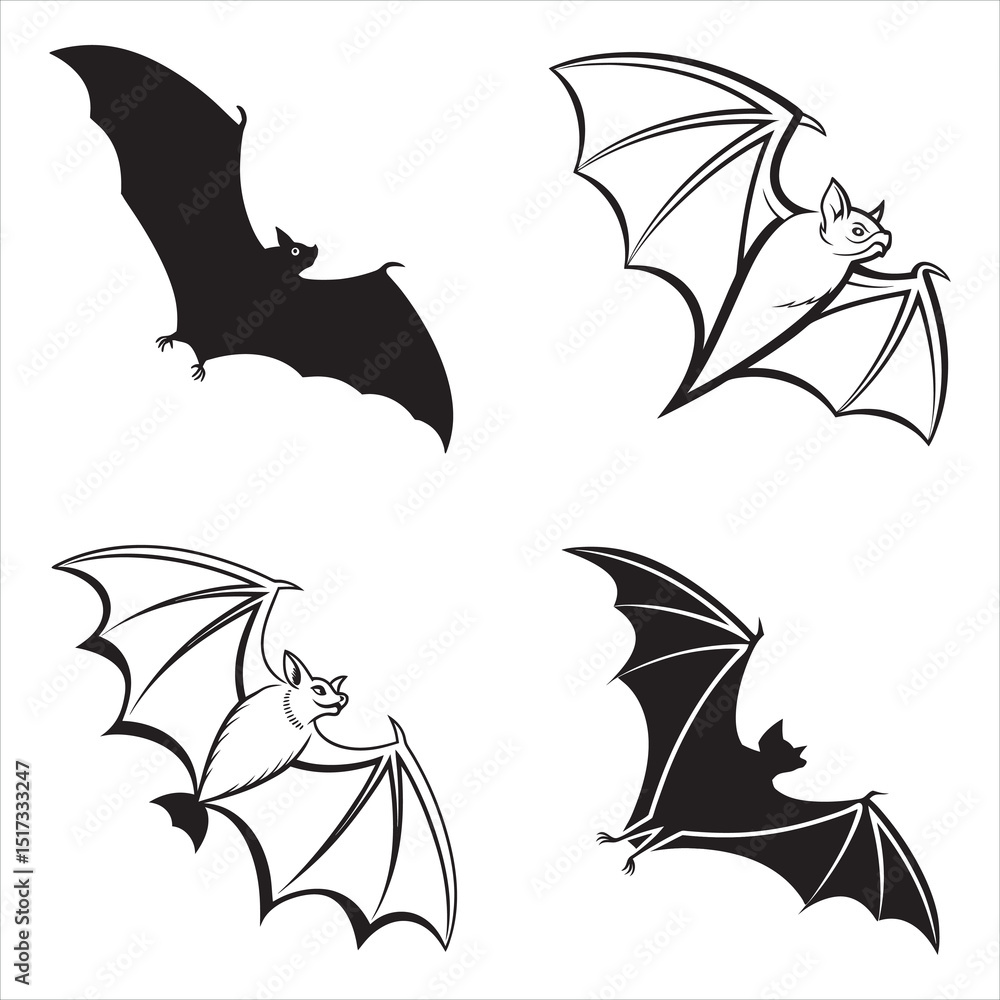 Fototapeta premium Vampire Bat Shadow Icon Pack