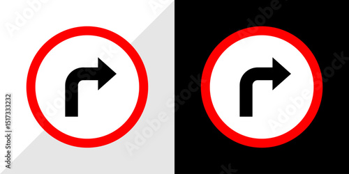 Curved Right Arrow Sign Traffic Direction Icon