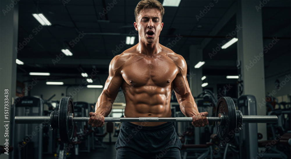 Man lifting weights in gym Man lifting weights in gym
