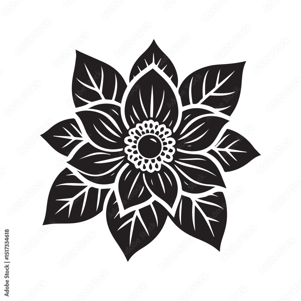 flower silhouette, editable vector image flower silhouette, editable vector image