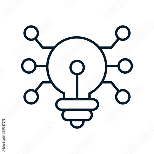 Gear, electronics and light bulb. Modern technical electronic innovations. Vector linear icon isolated on white background.
