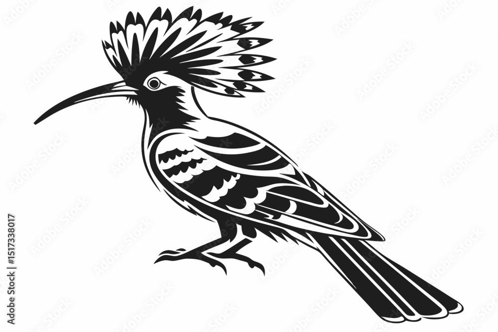 Naklejka premium hoopoe sihouette black vector