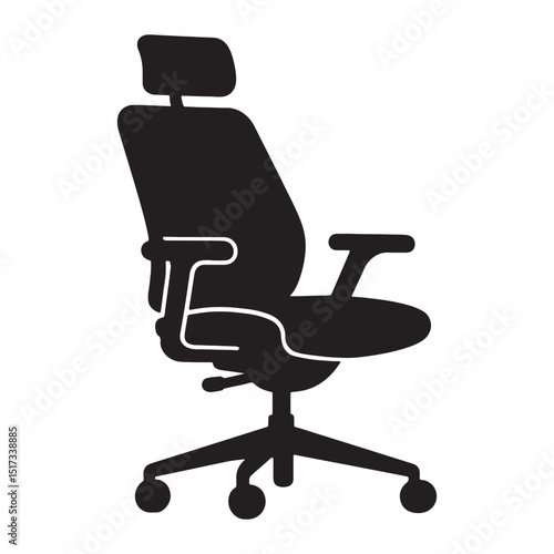 Rolling Chair Black Vector Art