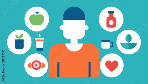Healthy Lifestyle Elements A collage of simple icons representing different healthy lifestyle elements such as exercise meditation and customized supplements symbolizing an overall