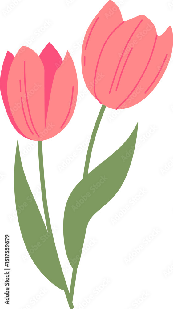 Obraz premium Handdrawn Tulip Flower Decoration