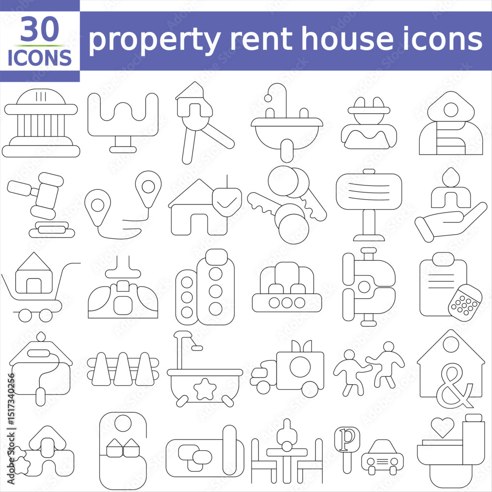 related to real estate, property, rent house, buy and sell home, building, Editable stroke. Vector illustration related to real estate, property, rent house, buy and sell home, building, Editable stroke. Vector illustration