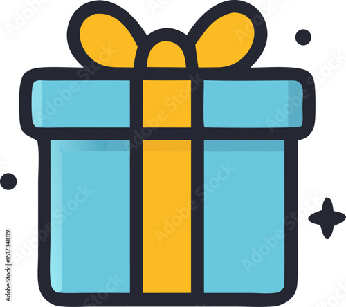 Blue gift box with a yellow bow, perfect for giftgiving, birthdays, celebrations, holidays, surprises, presents, joy, special occasions, and festive concepts.