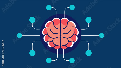 AI Brain with Connections An illustration of a stylized brain with digital connections symbolizing AI processing and translating languages instantaneously.