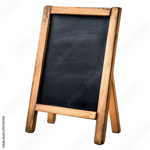 Blank wooden a frame blackboard isolated on transparent background