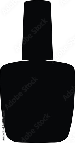 Nail polish bottle silhouette isolated, Black silhouette of a nail polish bottle vector illustration