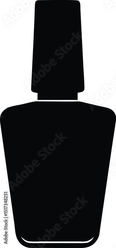 Nail polish bottle silhouette isolated, Black silhouette of a nail polish bottle vector illustration
