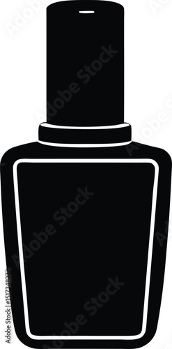 Nail polish bottle silhouette isolated, Black silhouette of a nail polish bottle vector illustration