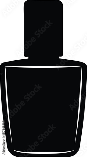 Nail polish bottle silhouette isolated, Black silhouette of a nail polish bottle vector illustration