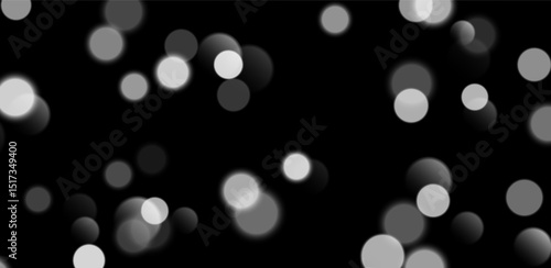 White bokeh, blurred background with sparkling lights, blurry glitter effect. Bright soft abstract background. Vector illustration.