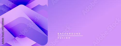 Abstract purple layers create dynamic background. Modern design features smooth gradients, soft shadows, minimal text elements.