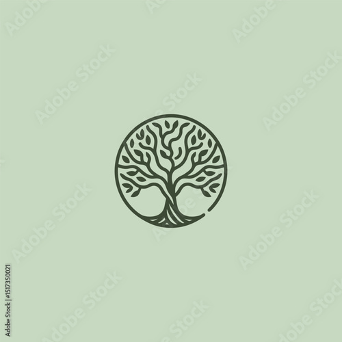 Banyan tree logo in strong and graceful illustration style.