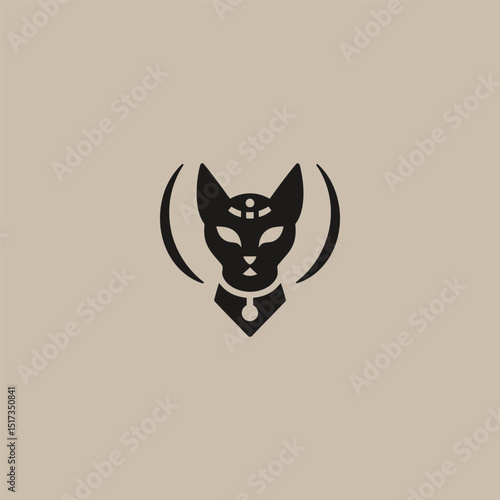 Bastet logo in bold and mystical silhouette design.