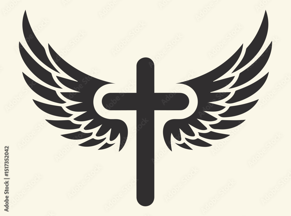 Faith Cross with Angel Wings - Inspirational Christian Symbol for Spiritual Strength Faith Cross with Angel Wings - Inspirational Christian Symbol for Spiritual Strength