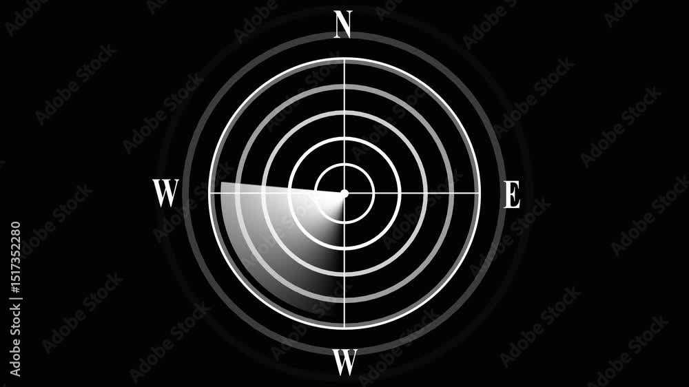Radar screen animation, moving radar target obviative. Sonar radar screen searching technology concept Radar screen animation, moving radar target obviative. Sonar radar screen searching technology concept