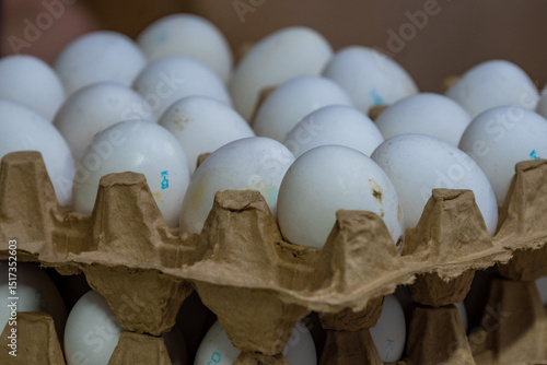 Wallpaper Mural Eggs on the shelf. Egg price concept. High quality photo Torontodigital.ca