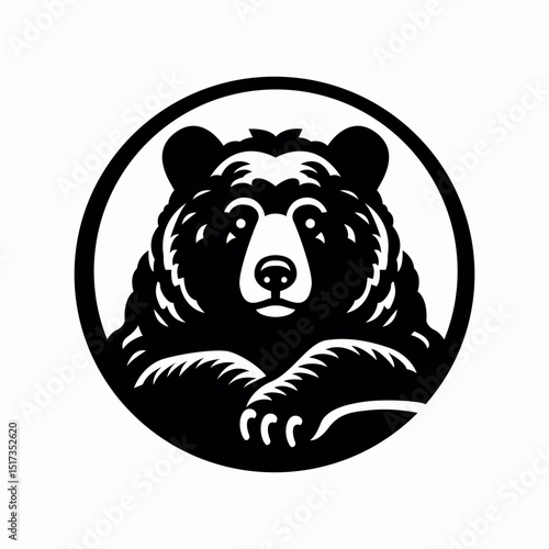 minimal Black bear lying on loggo  design