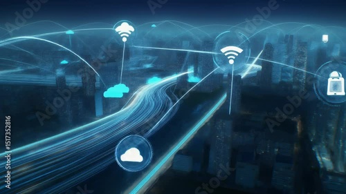 smart city with wifi icon, network connection