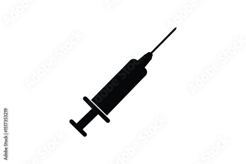 syringe vector silhouette isolated in white background