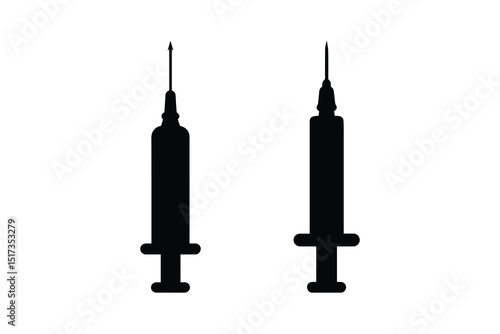 syringe vector silhouette isolated in white background
