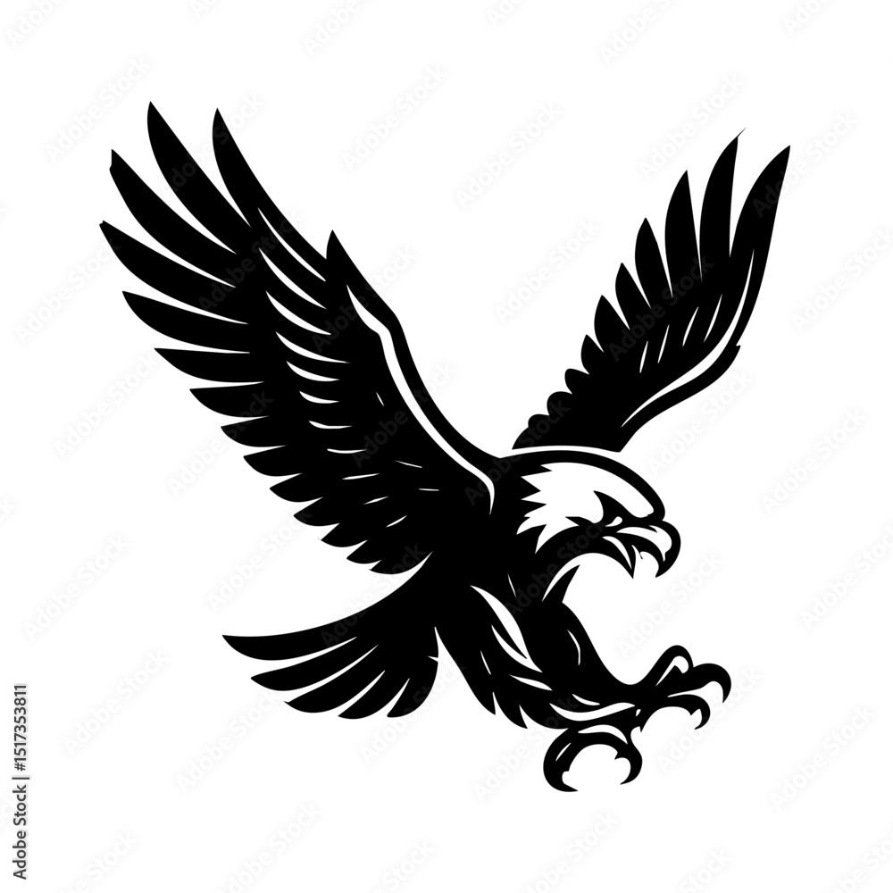 Fototapeta premium Eagle Logo with Wings Symbol Side View