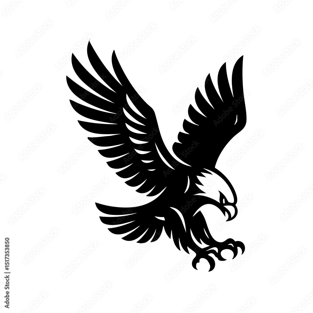 Fototapeta premium Eagle Logo with Wings Symbol Side View