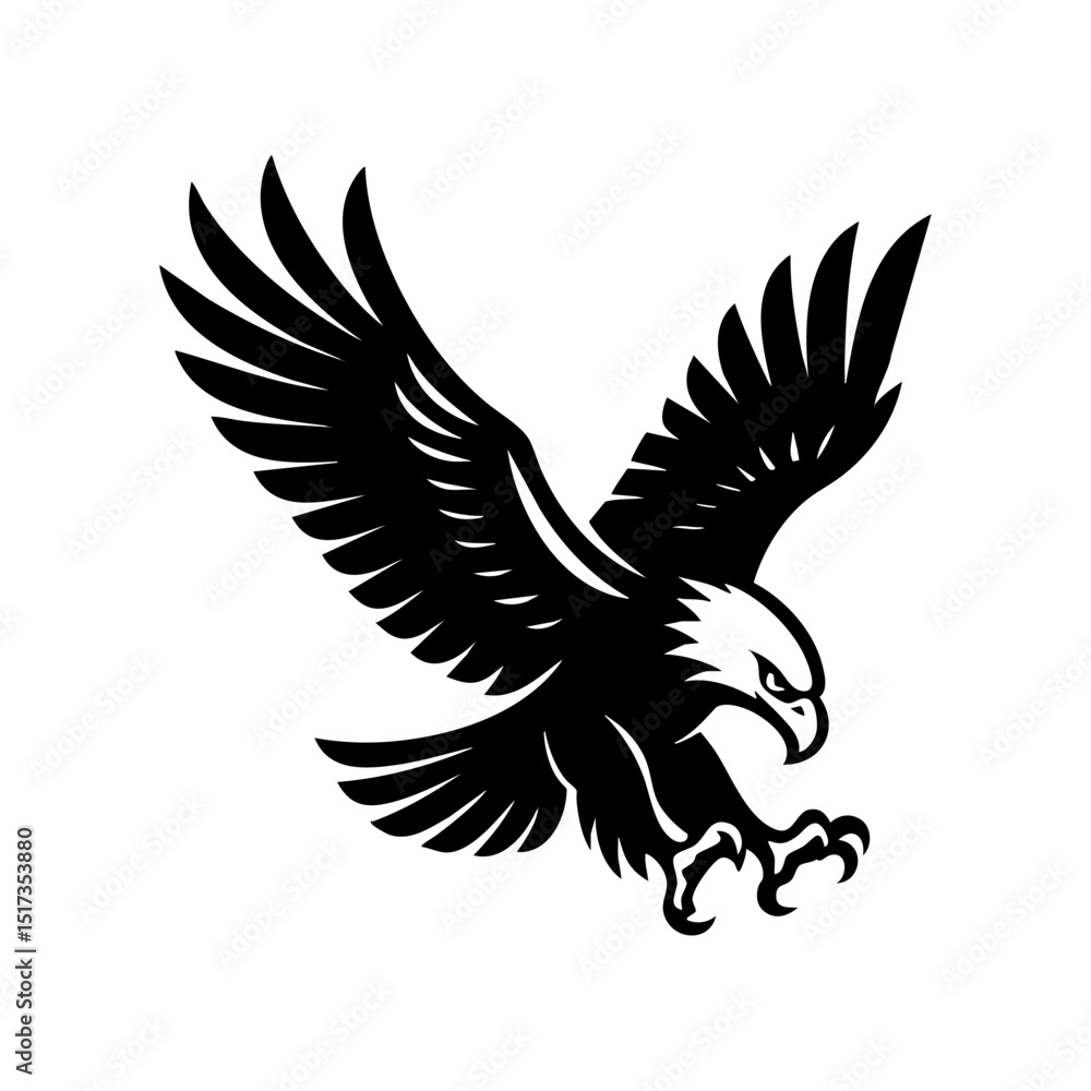 Fototapeta premium Eagle Logo with Wings Symbol Side View