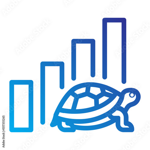 Foto Turtle and bar graph showing slowness