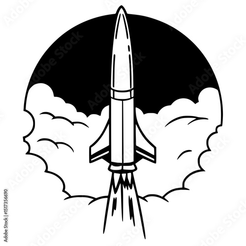 Cartoon silhouette of rocket