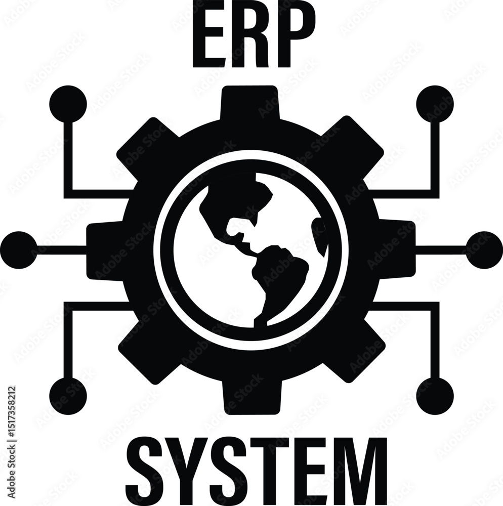 custom made wallpaper toronto digitalERP system icon. Enterprise resource planning sign. Business automation and innovation symbol. flat style.