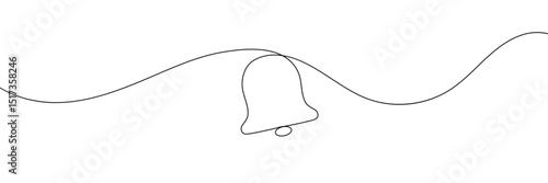 Linear background of bell. One continuous line drawing of a bell. Vector illustration. Bell icon isolated . Vector Illustration . EPS 10 .