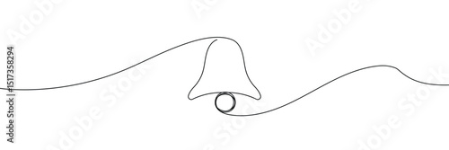 Linear background of bell. One continuous line drawing of a bell. Vector illustration. Bell icon isolated . Vector Illustration . EPS 10 .
