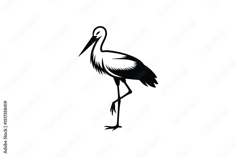 Fototapeta premium Stork bird vector silhouette isolated in white background