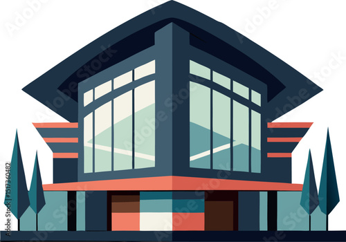 Modern Architecture Building Vector Art for Graphic Design