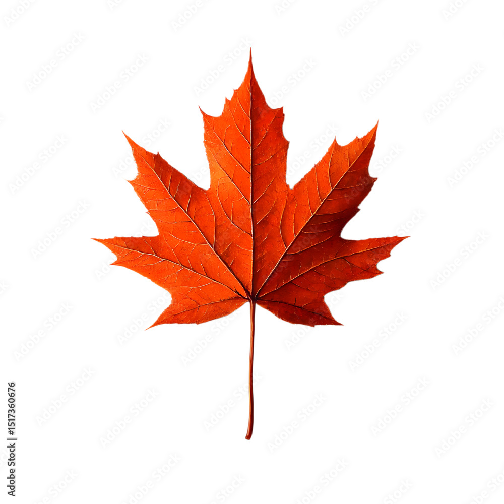 Vibrant orange maple leaf isolated on transparent background Vibrant orange maple leaf isolated on transparent background